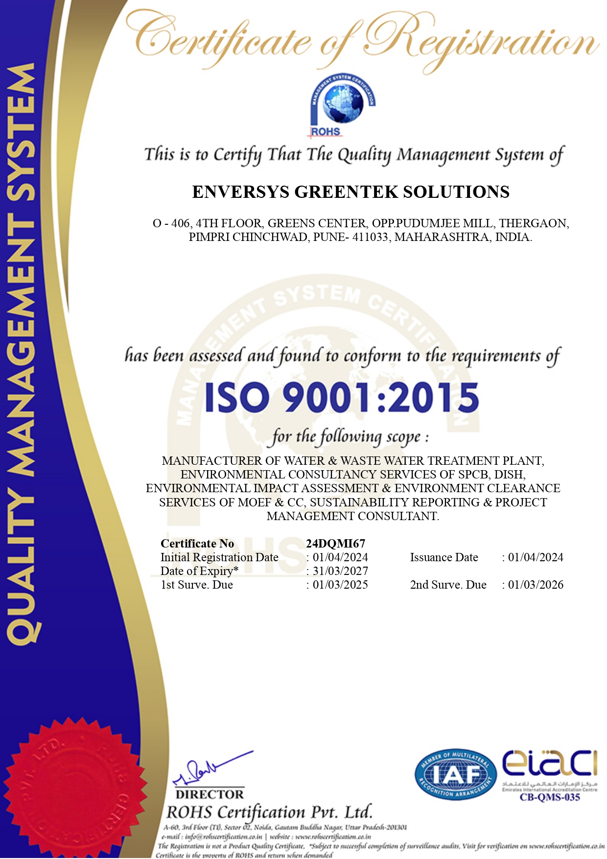 ISO 9001:2015 Certificate